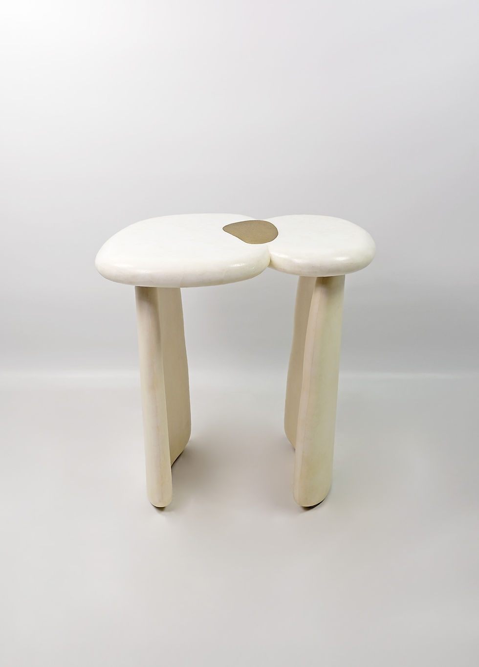 Thumbnail: side table in rock crystal with parchment legs and brass by ginger brown