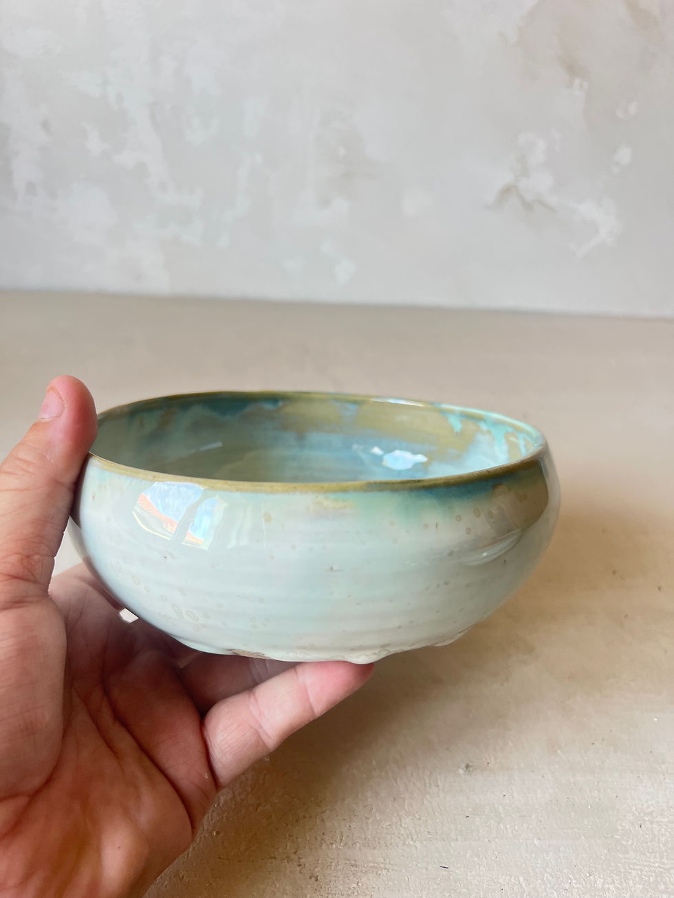 Miniature : Bol en céramique artisanal émail  turquoise