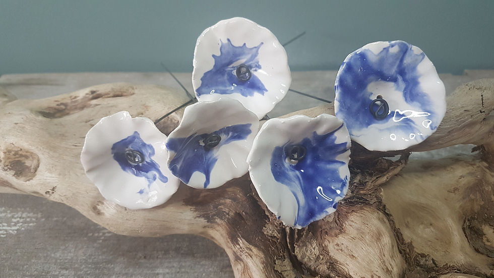 Miniature : Fleur Marbrée "Bleu de sèvres"