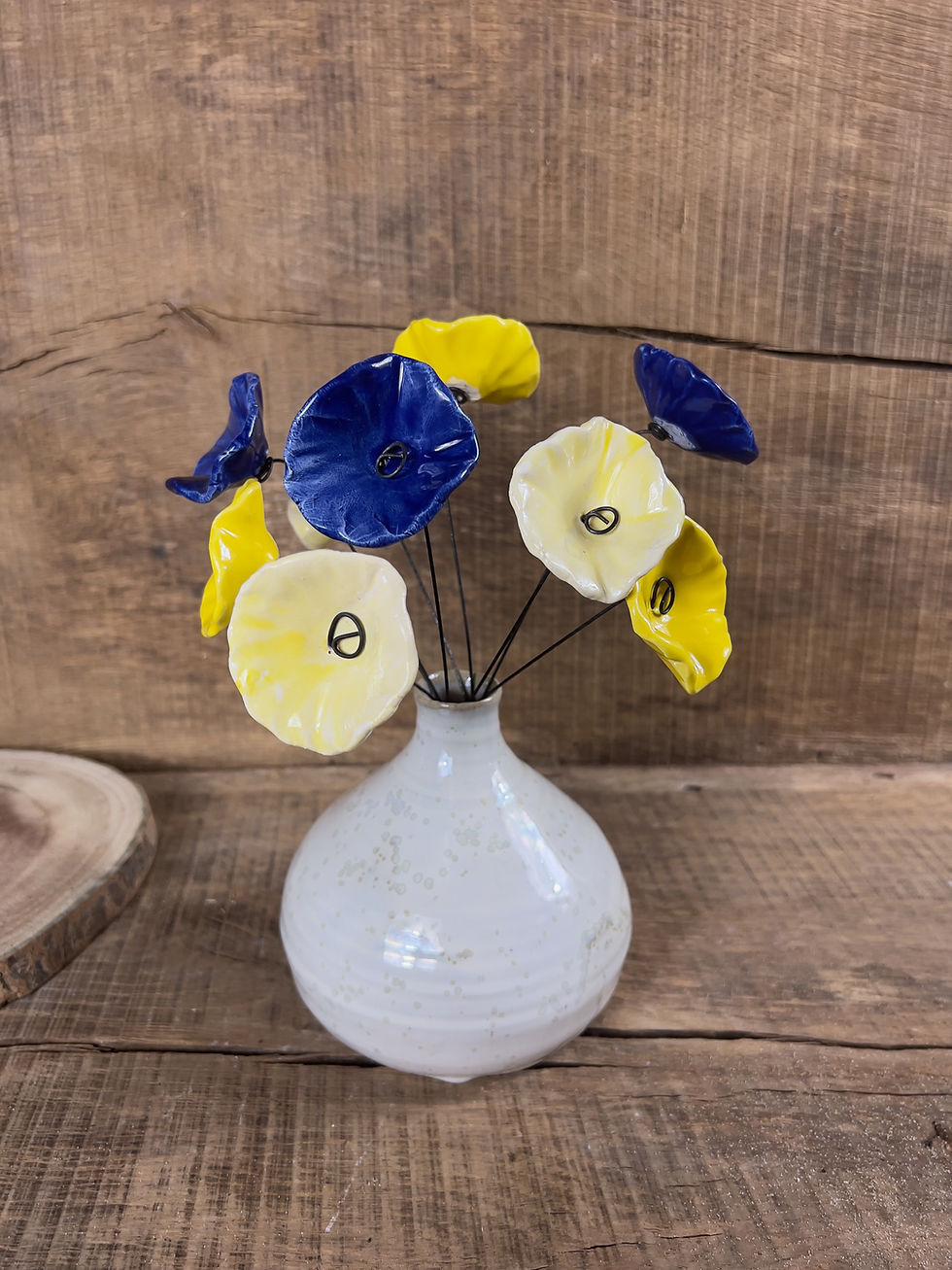 Miniature : 9 fleurs bleues  et jaunes