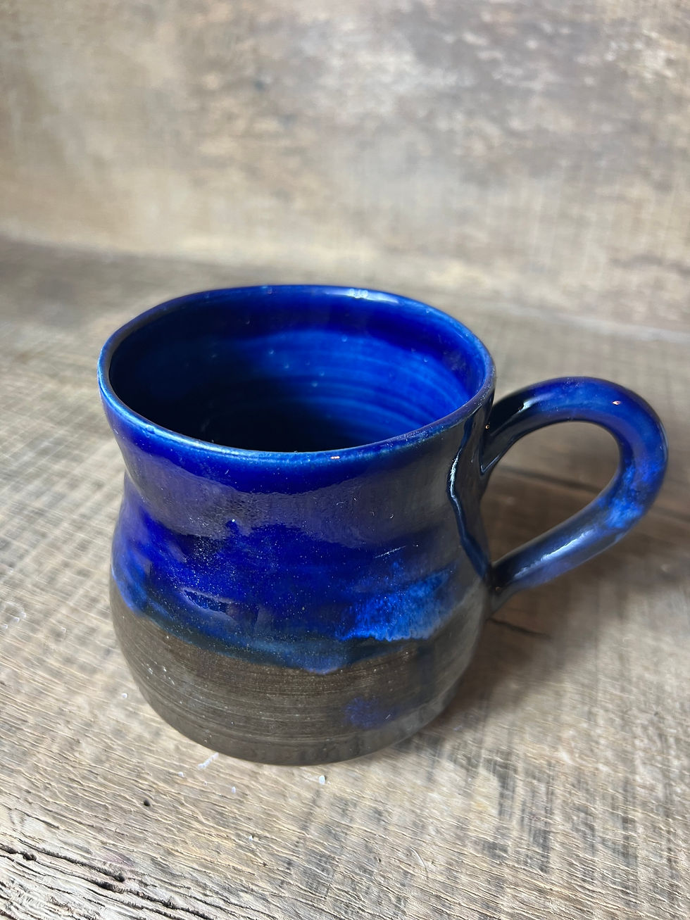 Miniature : Tasse en céramique artisanale – bleu et gris  –