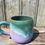 Miniature : Tasse avec  anse , émail rose, blanc et vert