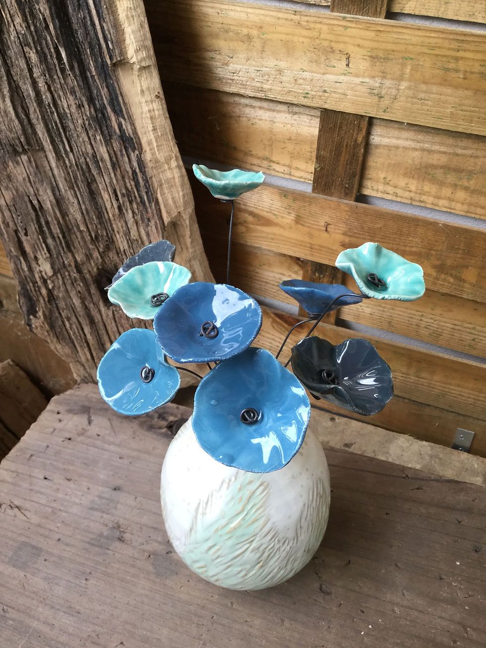 Miniature : 9 fleurs nuances de bleu et céladon