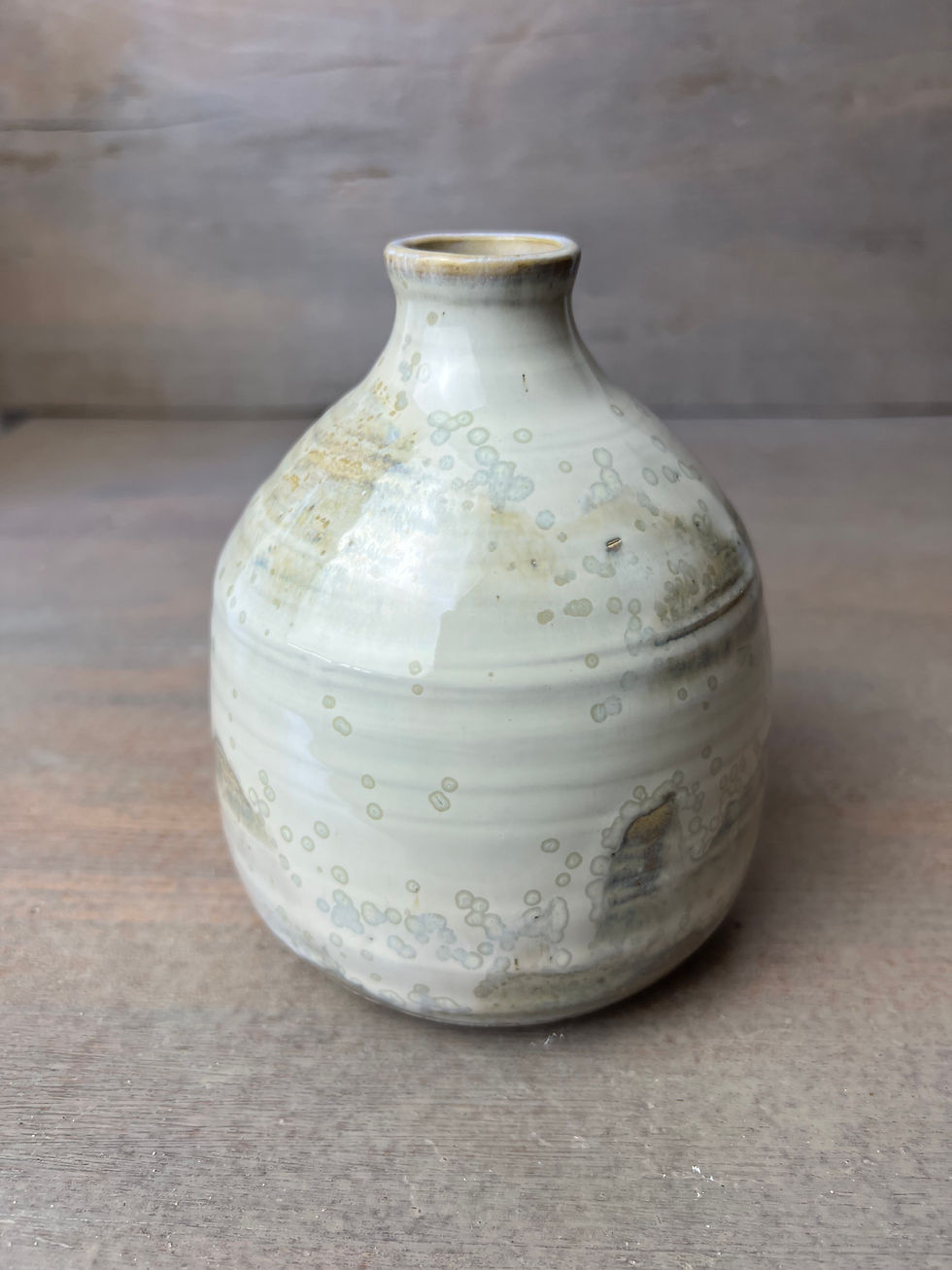 Miniature : Vase  en grès émaillé blanc cristallisé