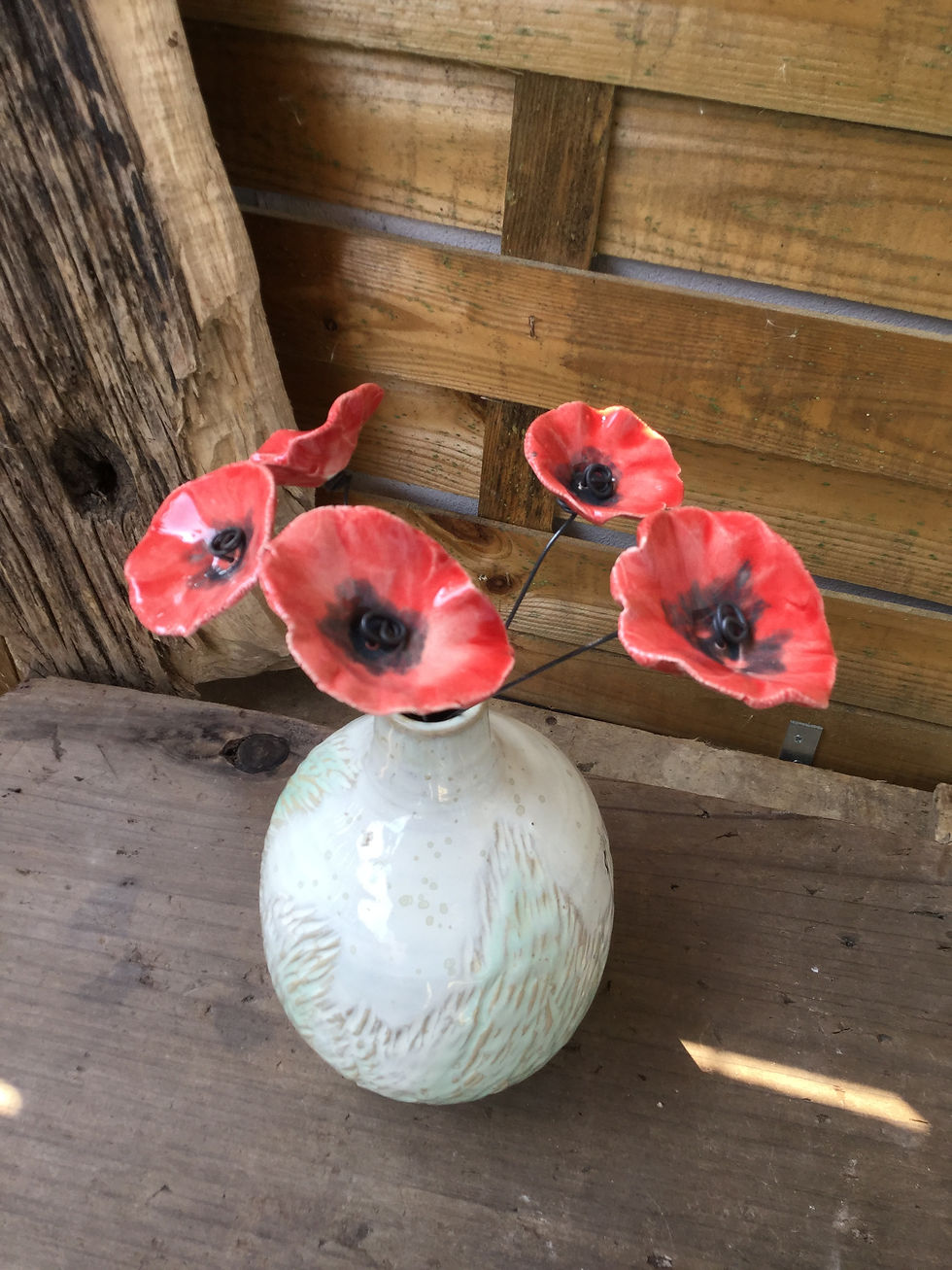 Miniature : 6 fleurs rouges cœurs sombres, coquelicots