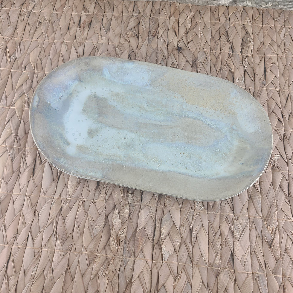 Miniature : Plat oval, grès émaillé blanc