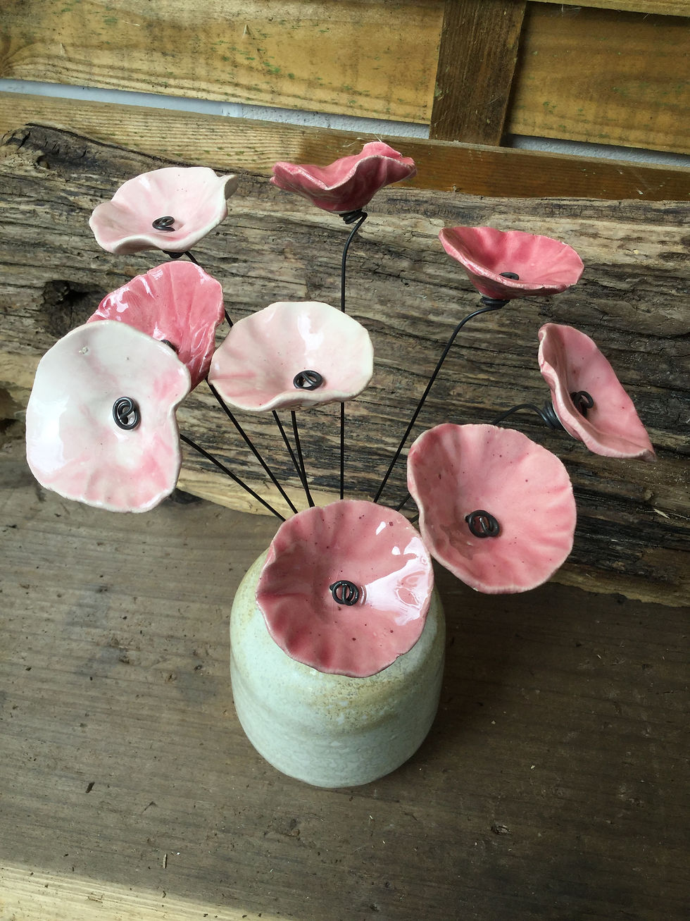 Miniature : 10 fleurs roses, blanches, roses pâles et vieux roses