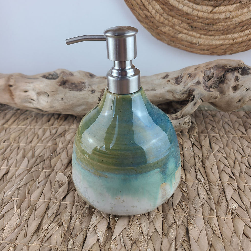 Miniature : Distributeur à savon émail  vert et blanc