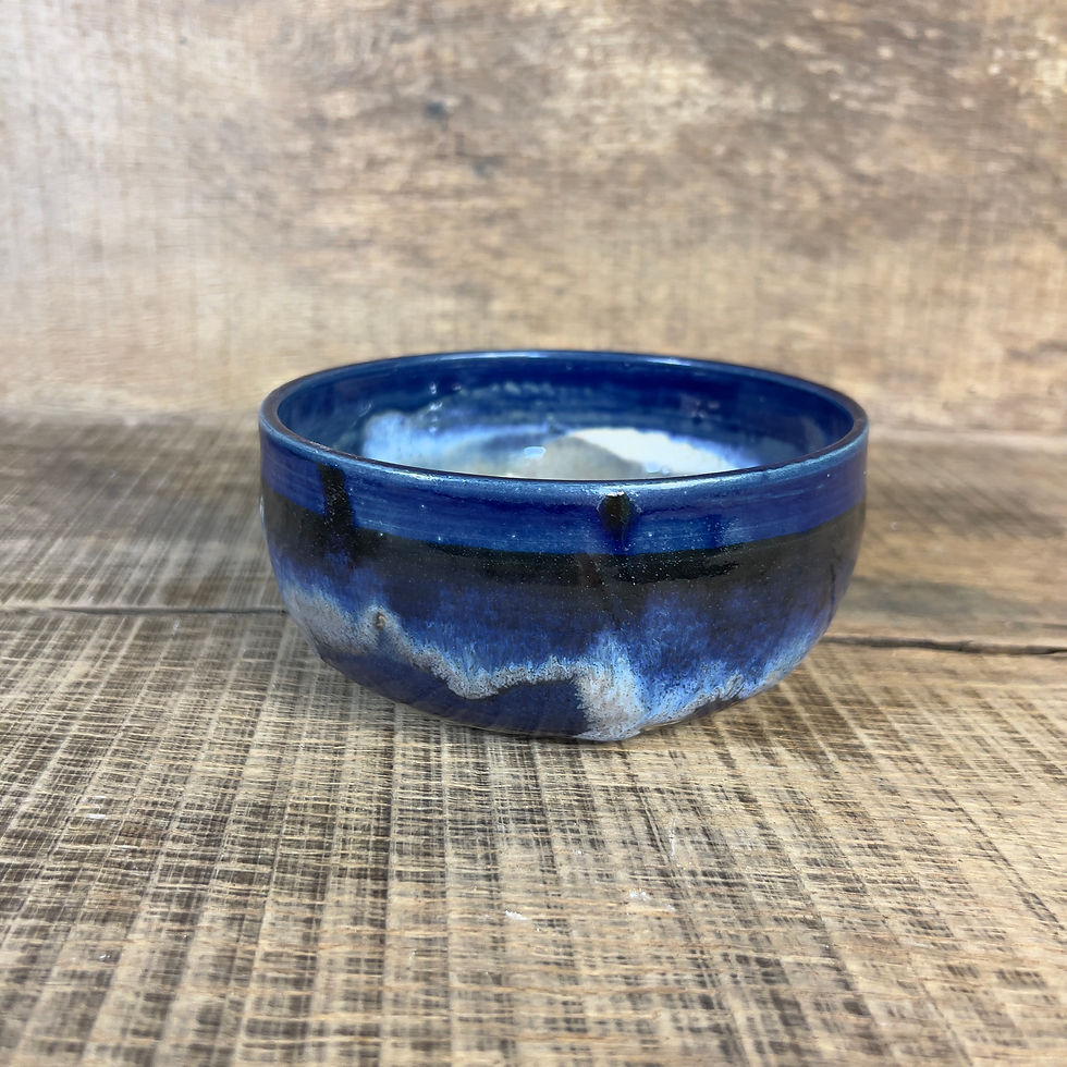 Miniature : Bol artisanale en grès bleu et bleu gris
