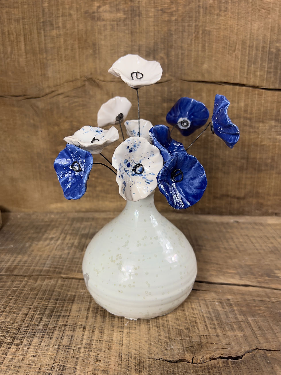 Miniature : 10 fleurs bleues et blanches nuancées