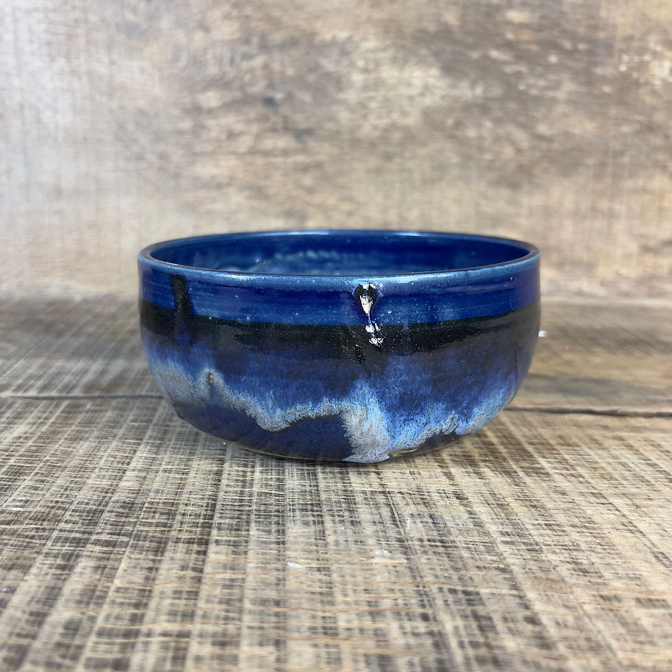 Miniature : Bol artisanale en grès bleu et bleu gris