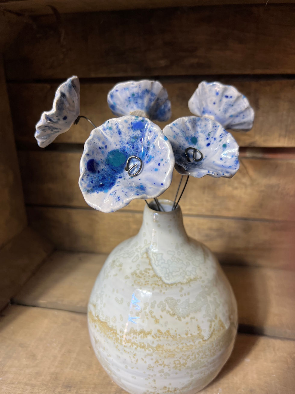 Miniature : Fleur bleue mouchetée tons bleus