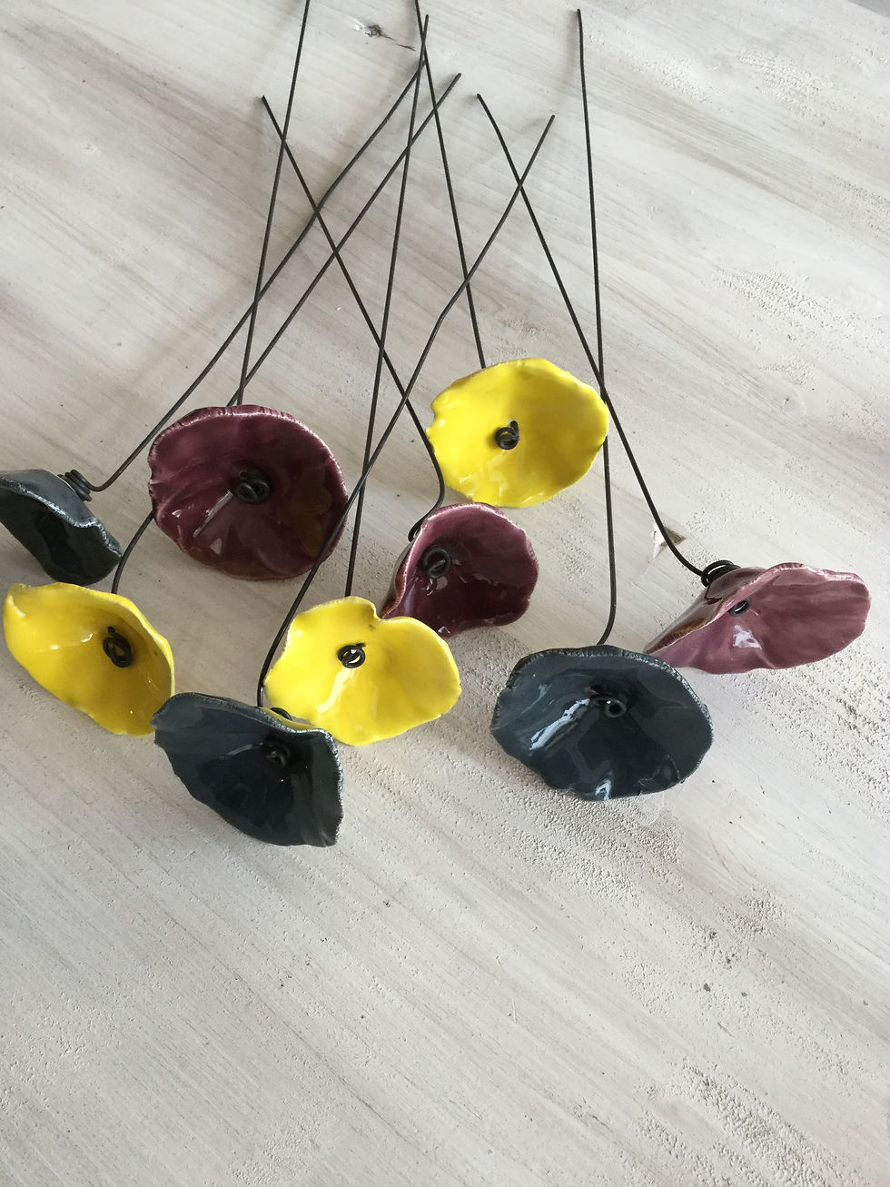 Miniature : 9 fleurs  jaunes, prunes et grises bleues