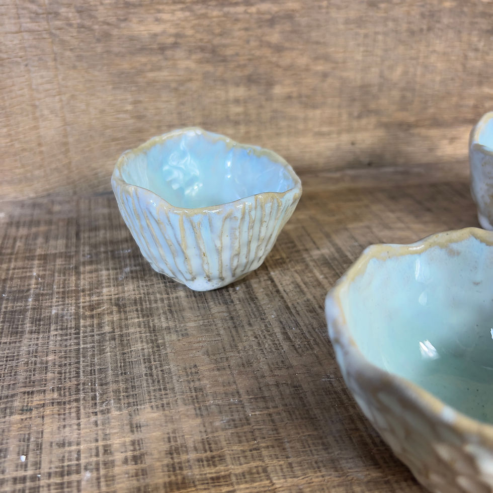 Miniature : Ensemble de 6 petites tasses expresso en grès – texturées turquoises et bla