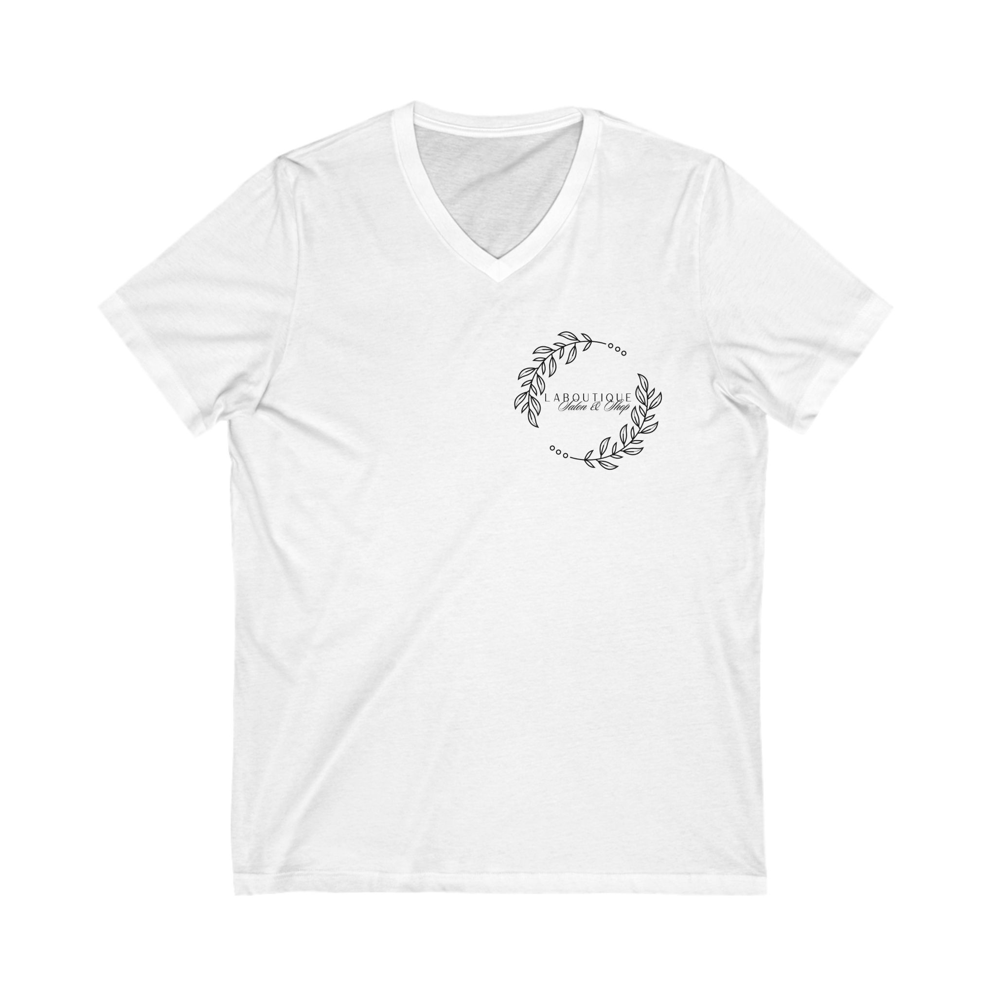 Pretty La Boutique White Unisex Jersey Short Sleeve V-Neck Tee