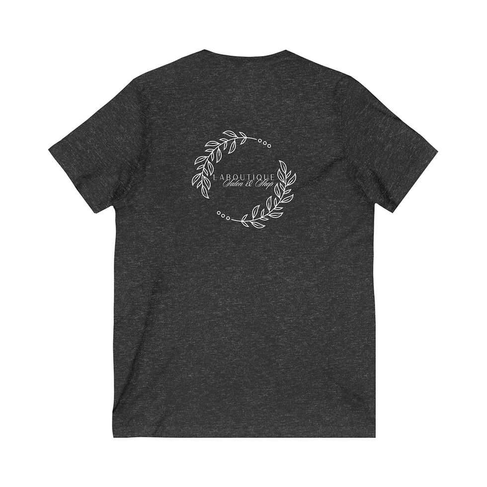 Thumbnail: Pretty La Boutique Black & Grey Unisex Jersey Short Sleeve V-Neck Tee
