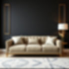 premium aesthetic attractive black and golden living room empty wall behind sofa carpet