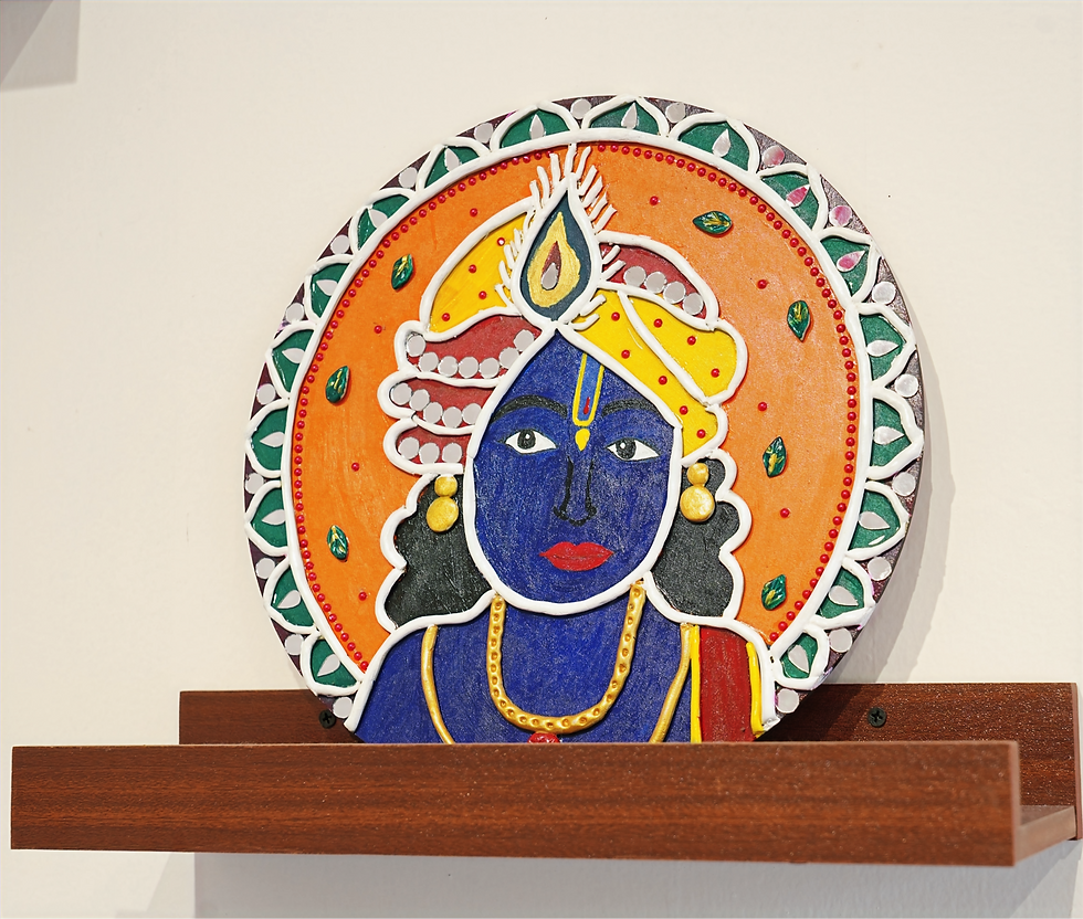 Thumbnail: Lippan Art Lord Krishna Portrait Handmade Wall Hanging Home Decor