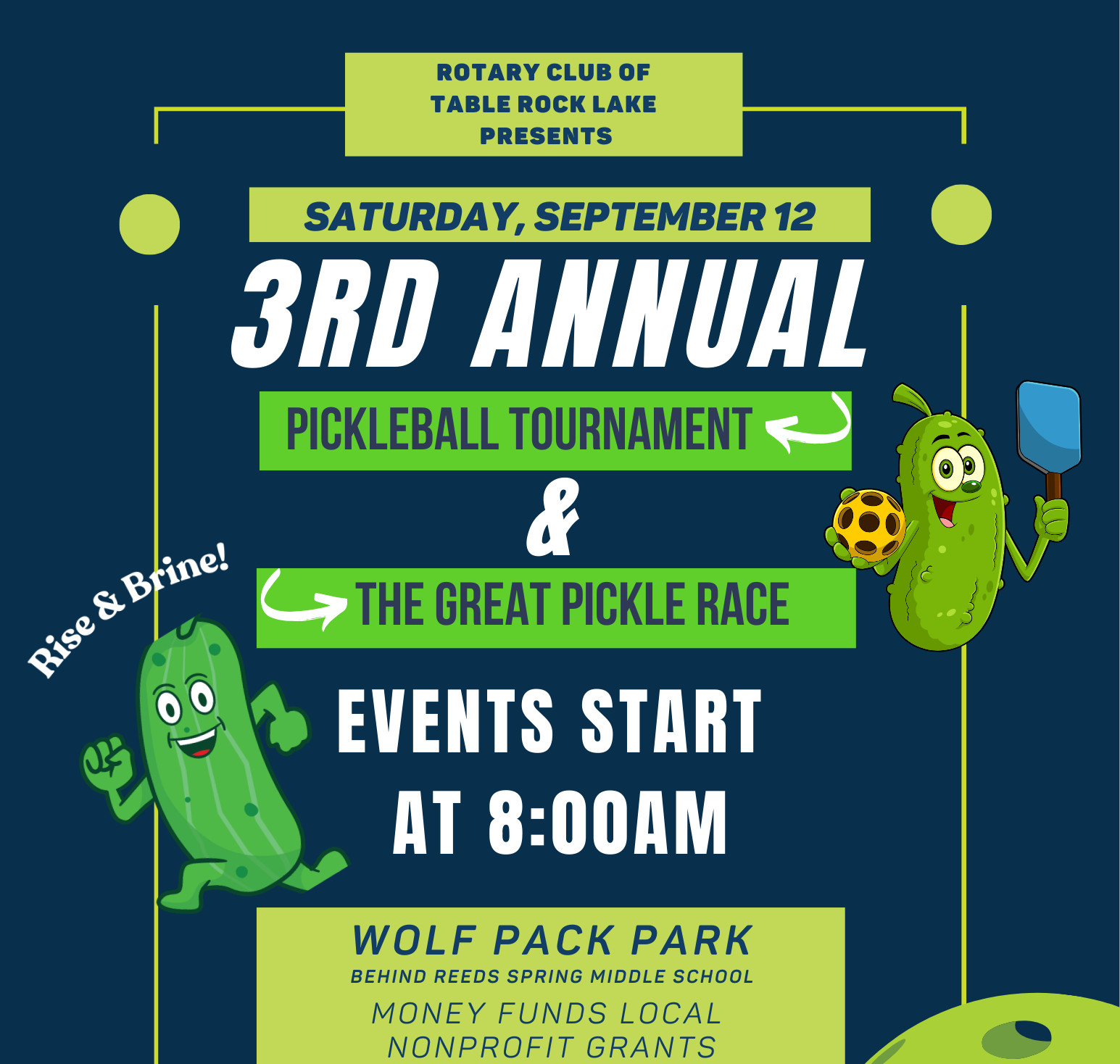 Doc Pickle Racing The Great Pickle Race & Pickleball Tournament | Rotary TRL