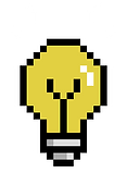 lâmpada amarela em pixel art