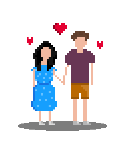 casal com corações em volta deles