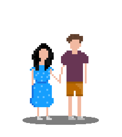 casal com o número 5 animado sobre eles