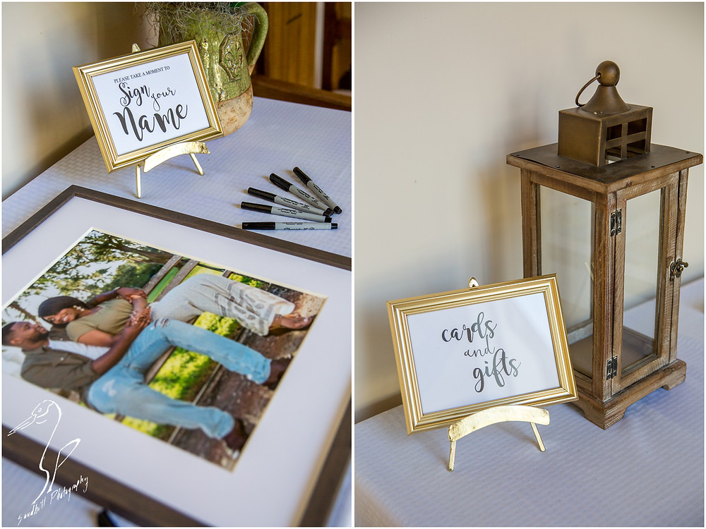 Bradenton Wedding Photographer, detail pictures of gift table and guest book picture frame at the wedding ceremony