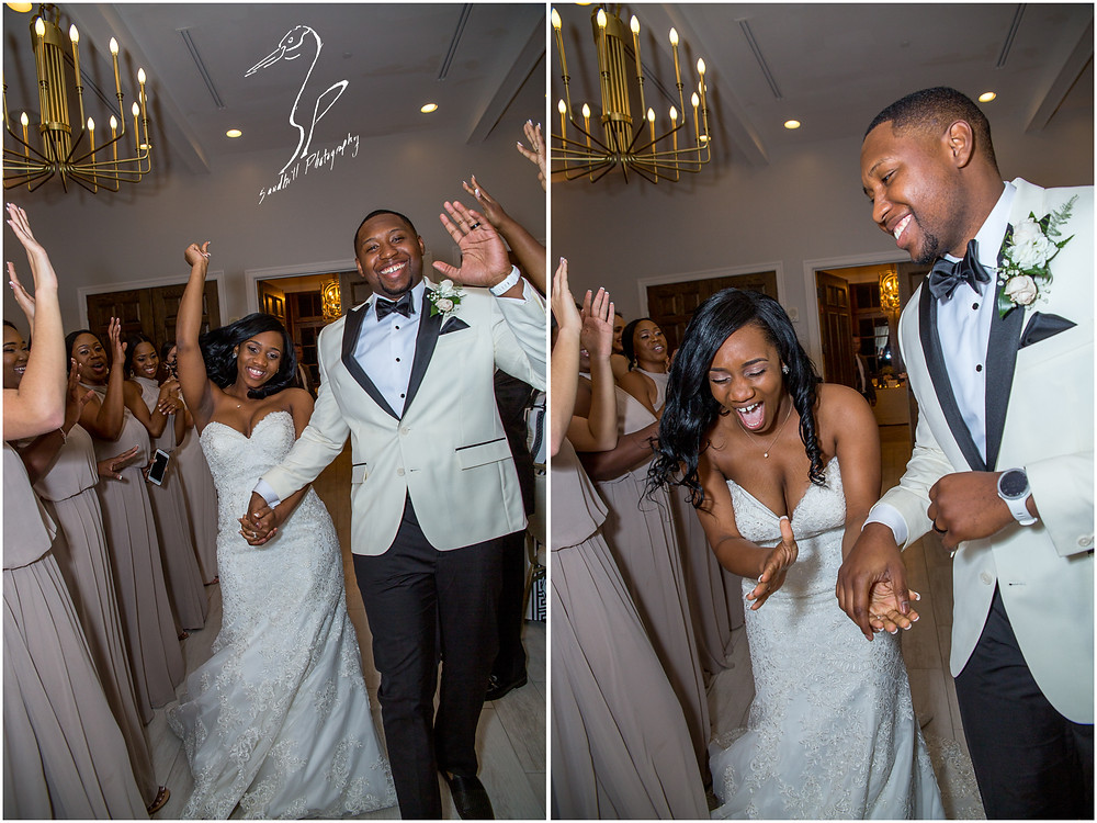 Bradenton Wedding Photographer, The bride and groom enter the reception at the Mirabay Club