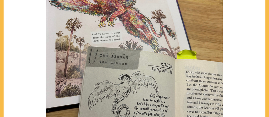 Picture opened to the images of the Asunam in two books...Song of the Asunam and From Makaras to Manticores