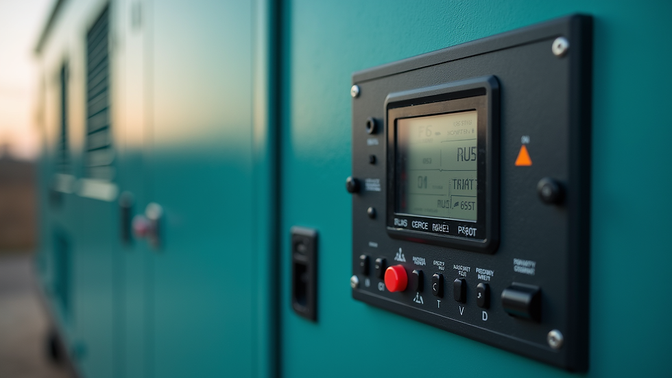 Close-up view of a solar genset control panel