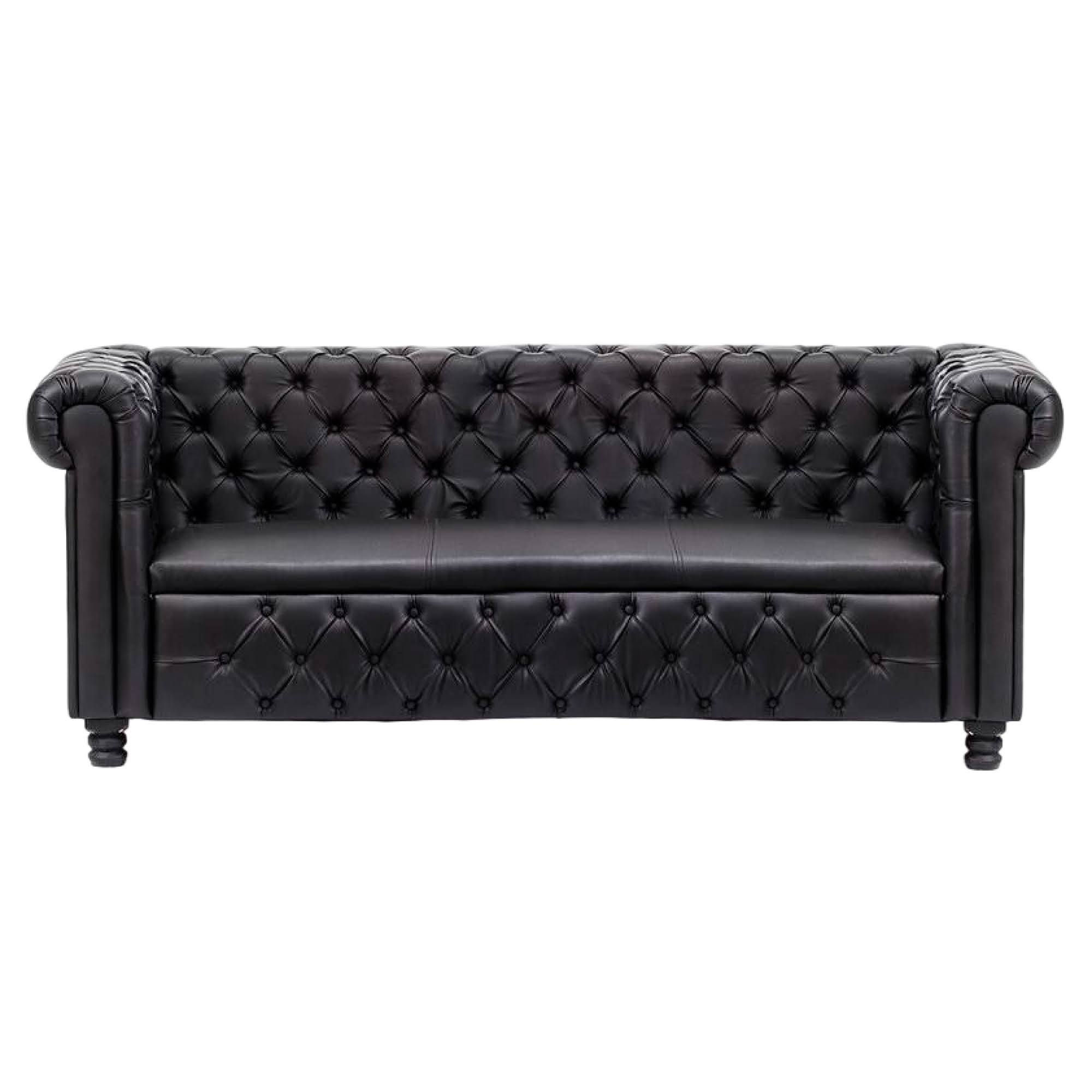 Sofá Chesterfield Cuero Negro
