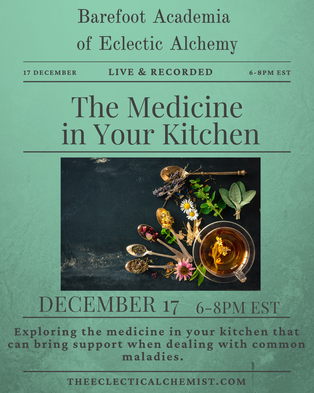 The Medicine in Your Kitchen, Barefoot Academia Class