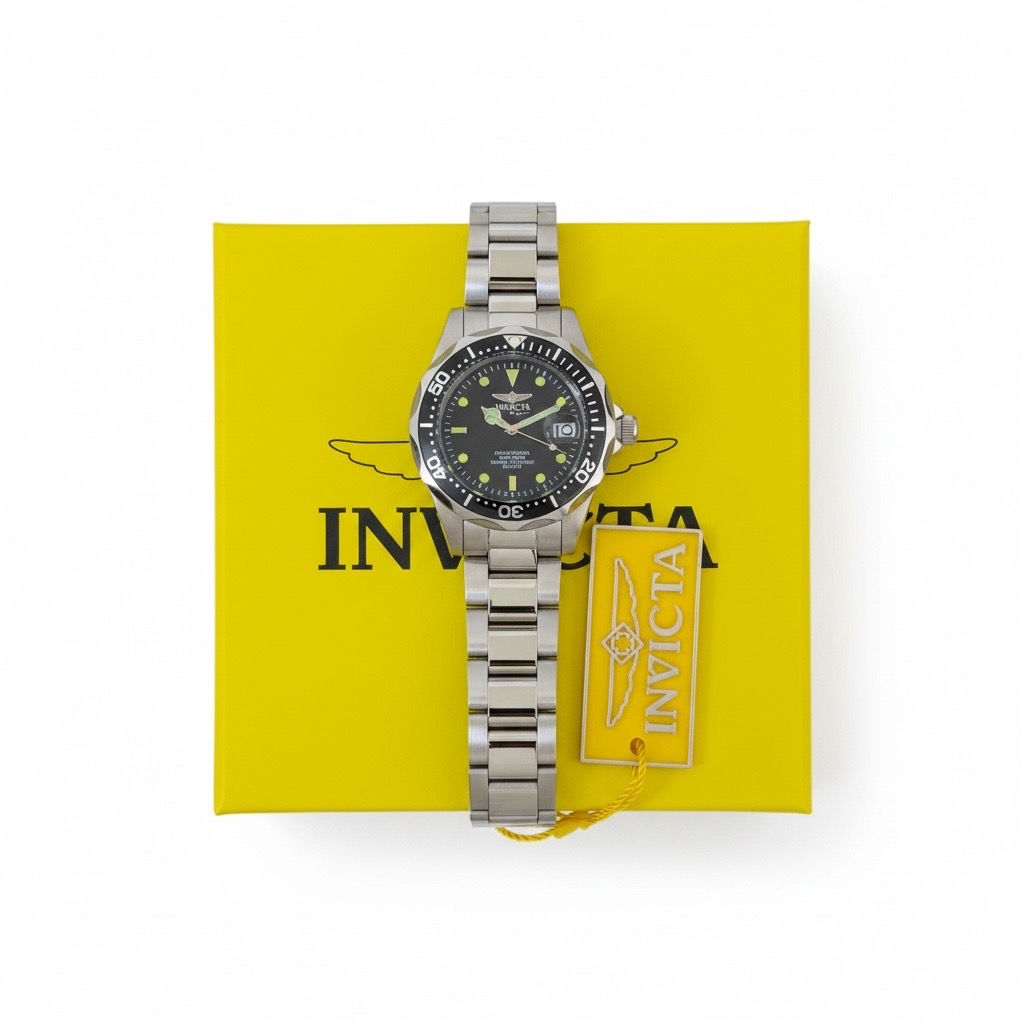 Invicta Pro Diver 37.5mm Stainless Steel Watch with Black Dial