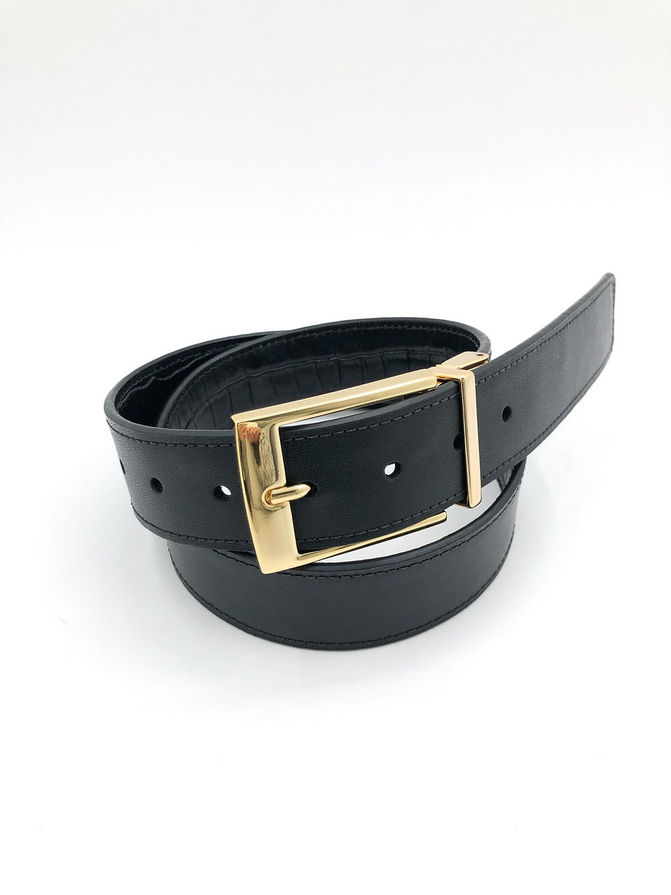 Miniatura: - CINTO REVERSÍVEL - preto, croco e dourado
