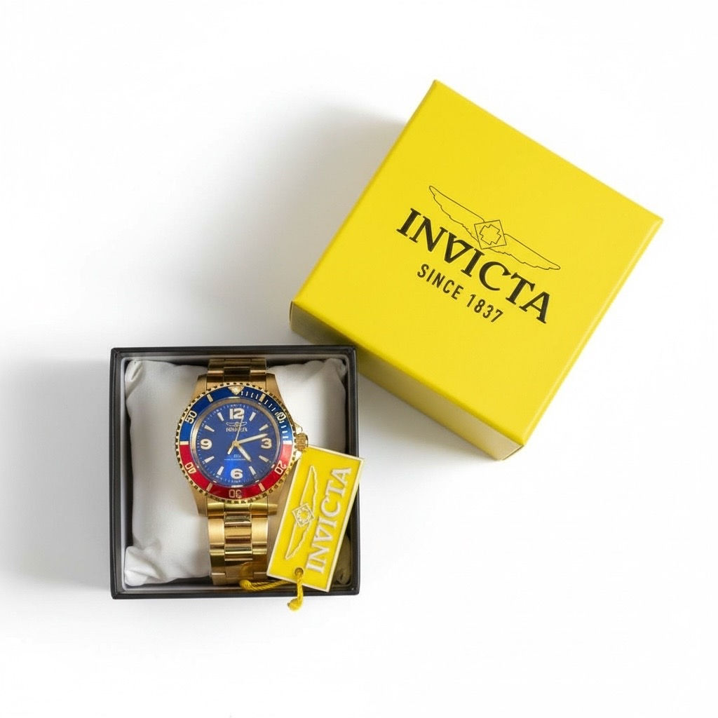 “Invicta Specialty 41mm Gold Stainless Steel Watch with Original Box.”