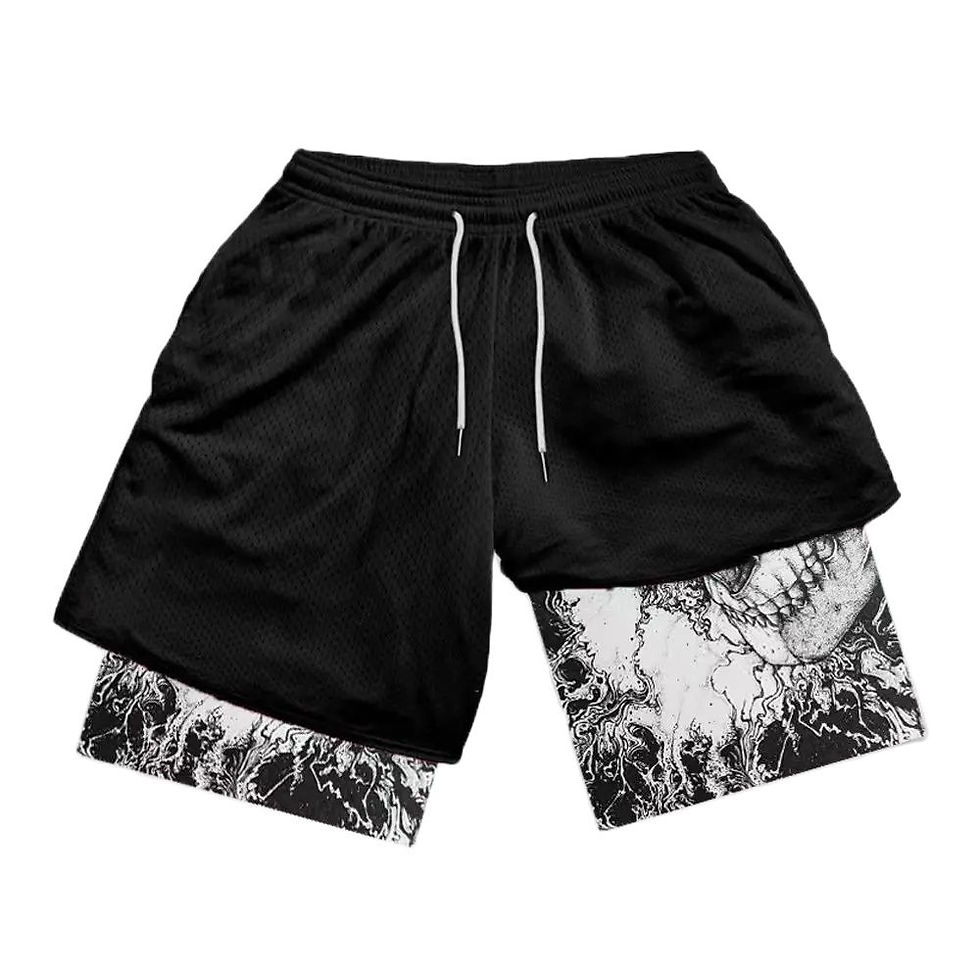 Thumbnail: Summer men's double layered shorts men anime high waisted oversized breathable s