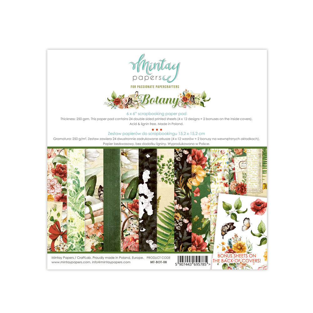 REDUCED Mintay - Botany - 24-6x6 Design Papers - 4 of Each Sheet