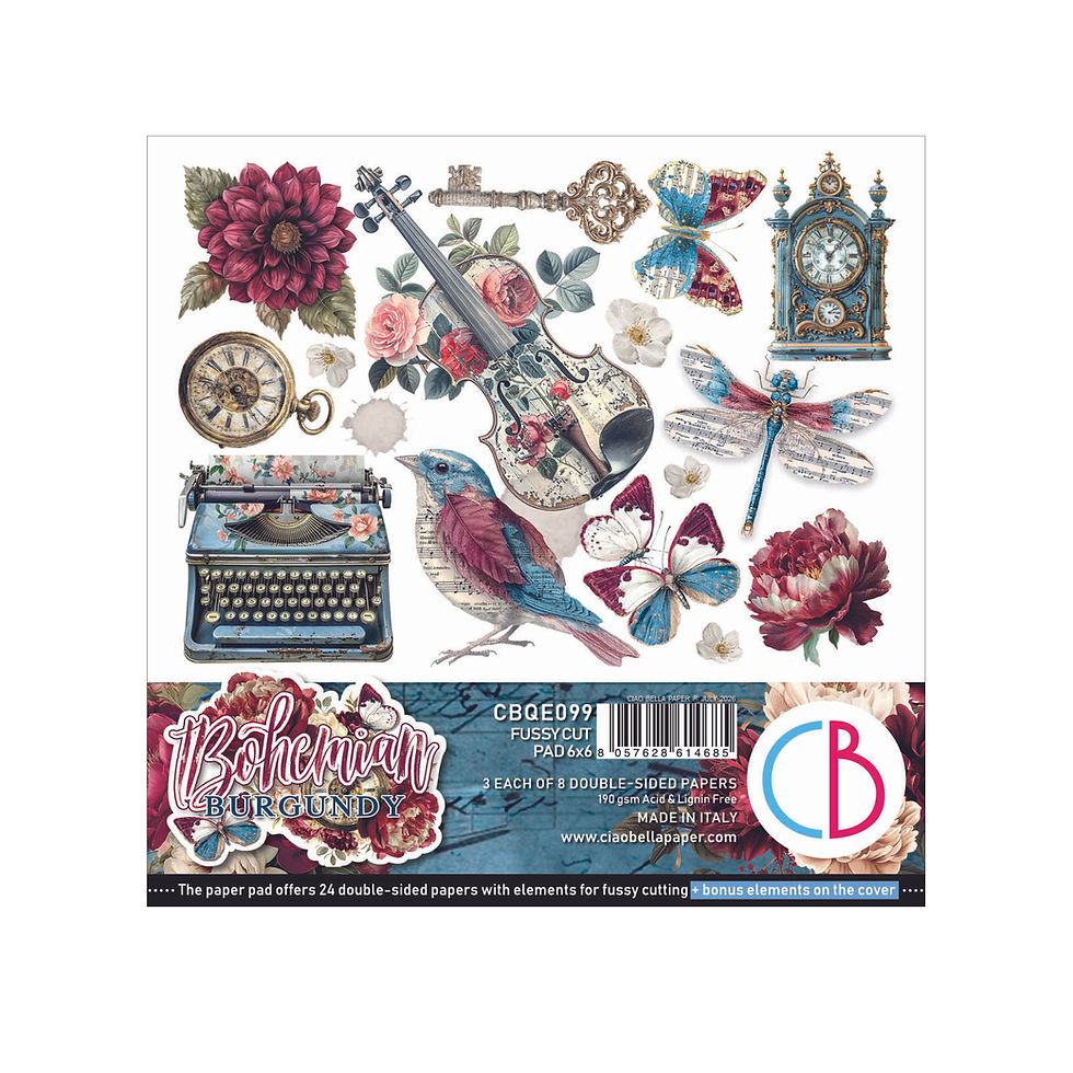 Thumbnail: Ciao Bella - Bohemian Burgundy - Fussy Cut Pad - 24 - 6x6 Sheets-3 of each sheet