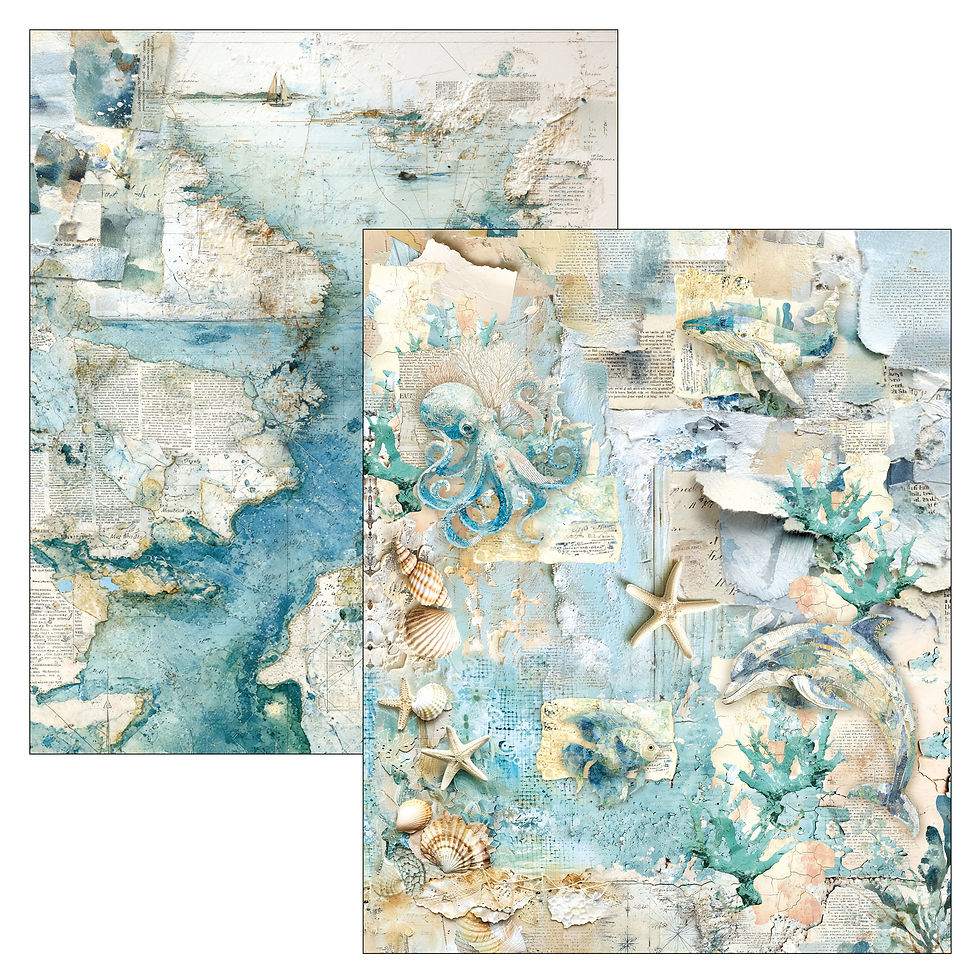 Thumbnail: Ciao Bella - Edge of the Ocean - Mixed Media Book - 25 double-sided pages