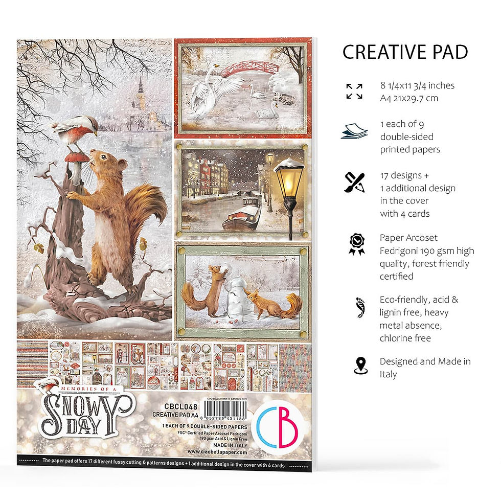 Thumbnail: REDUCED Memories of a Snowy Day by Ciao Bella-9 Double-Side Papers - A4 Format