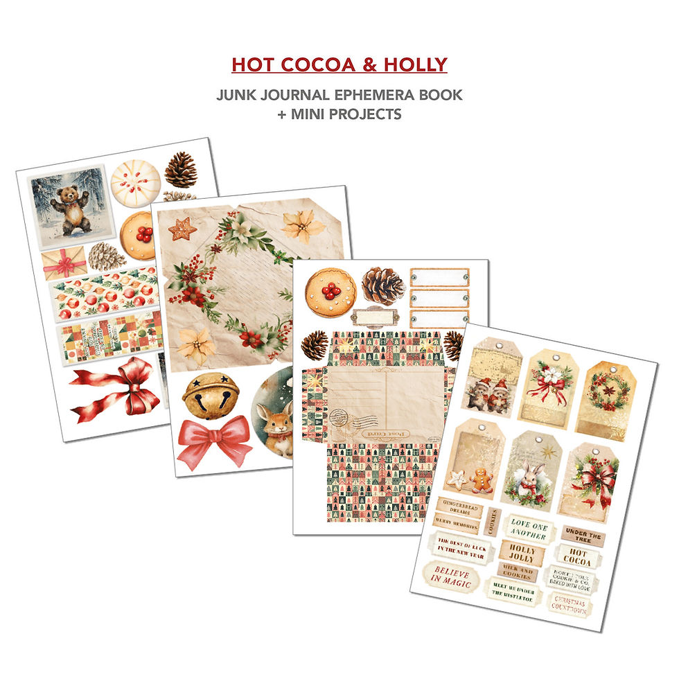 Thumbnail: Ciao Bella-Hot Cocoa & Holly-Junk Journal Ephemera Book - A4-32 pages