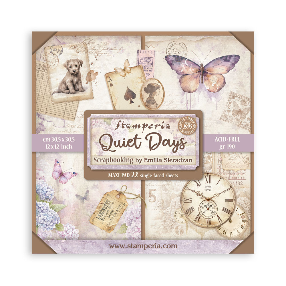 Stamperia - Quiet Days - 22 SINGLE-SIDED 12x12 Sheets