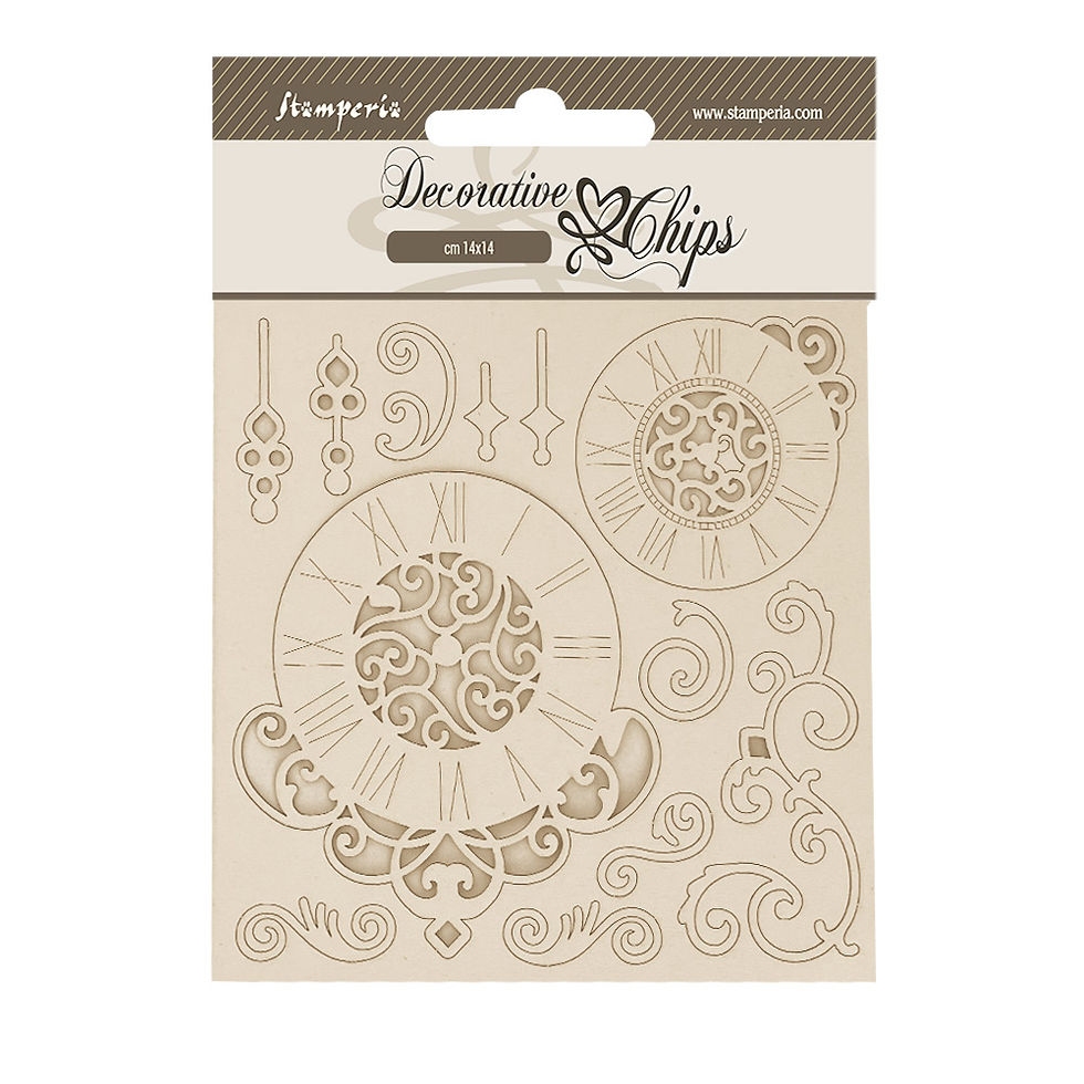 Stamperia - Quiet Days - Clocks & Swirls - Decorative Chips