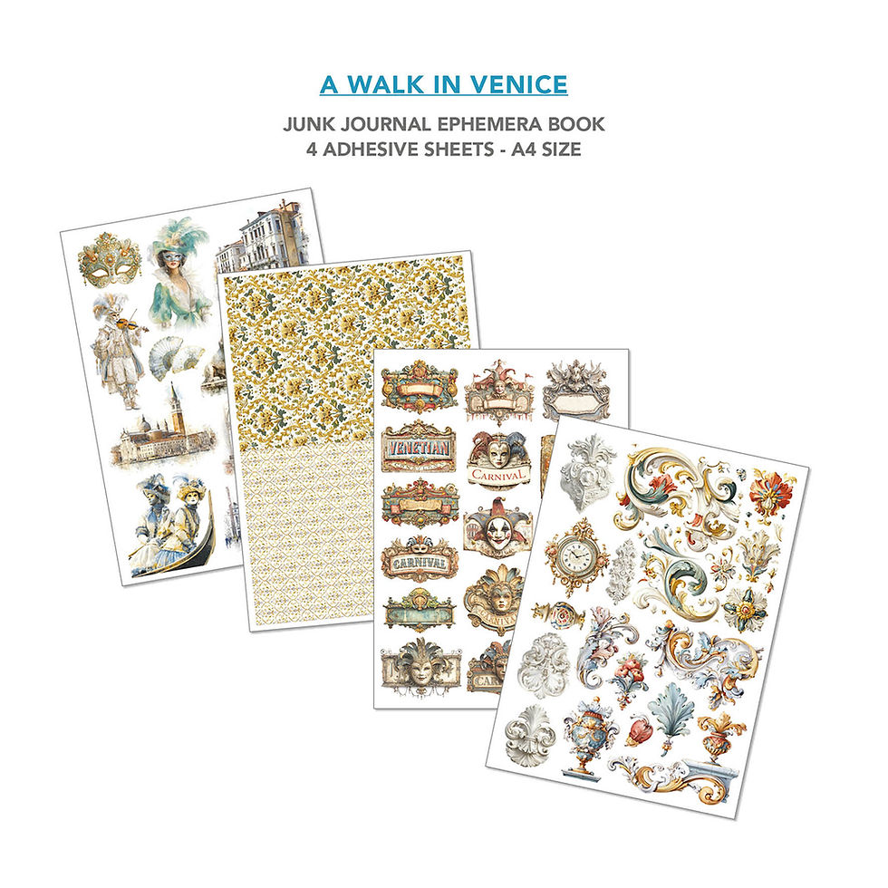 Thumbnail: Ciao Bella - Venice Dream - Junk Journal Ephemera Book-A4 - 32 pages