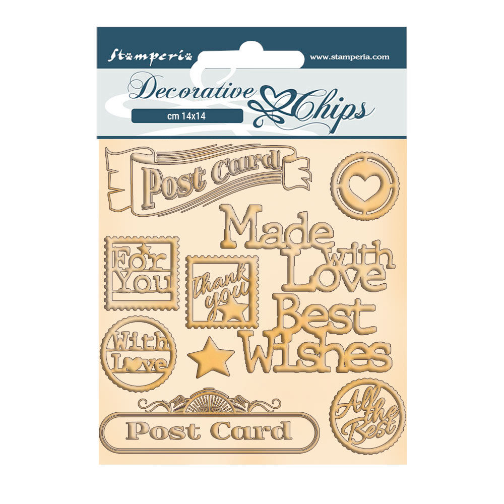 REDUCED Stamperia - Romantic - Christmas - Post Card - Decorative Chips