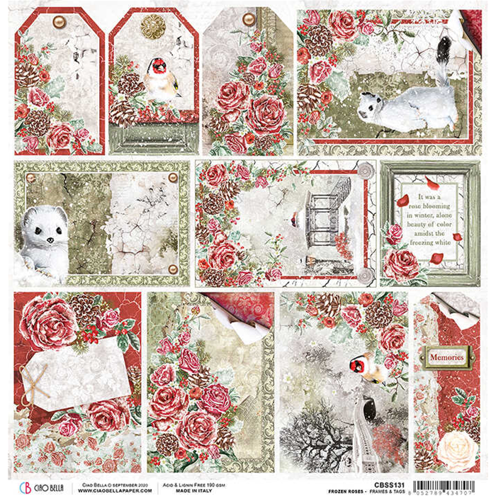 Thumbnail: REDUCED Frozen Roses-Frames & Tags- 2 - 12x12 Single Sheets