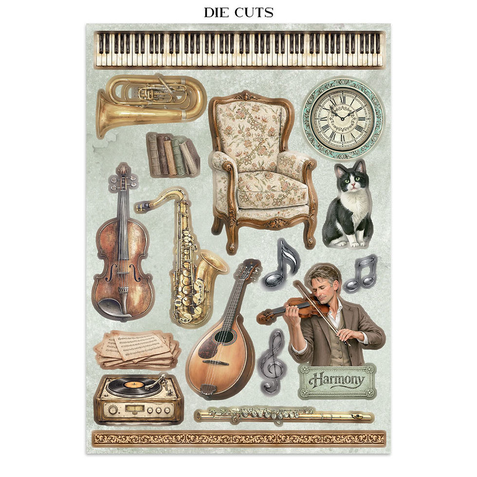 Thumbnail: Stamperia - Symphony - Junk Journal Embellishments - 16 Pages