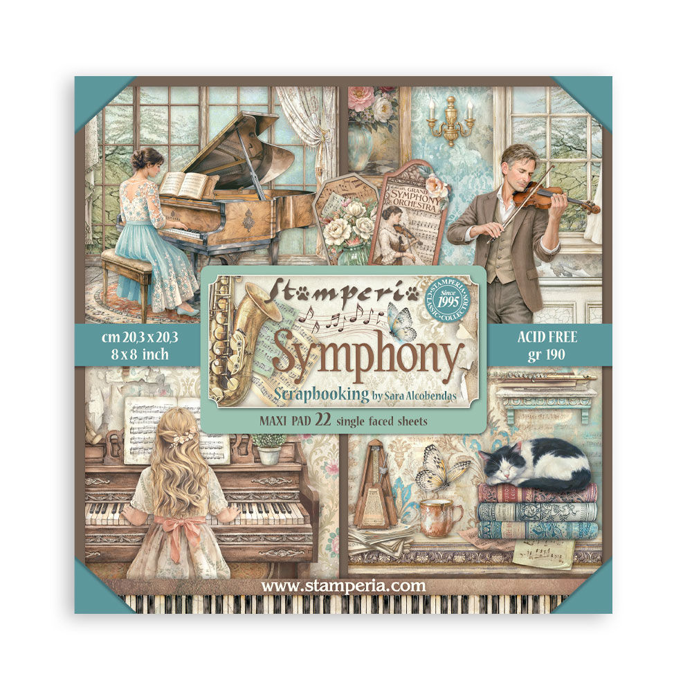 Stamperia - Symphony - 22 Single-Sided 8x8 Sheets