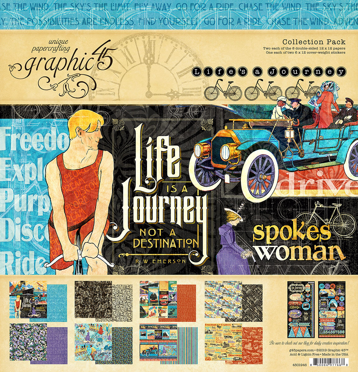 REDUCED Graphic 45-Life's A Journey-12x12 Collection Pack w/Stickers