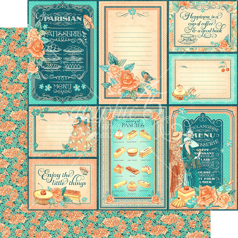 Thumbnail: REDUCED Graphic 45 - Cafe Parisian - 24 - 12x12 Sheets - 2 of Each Design